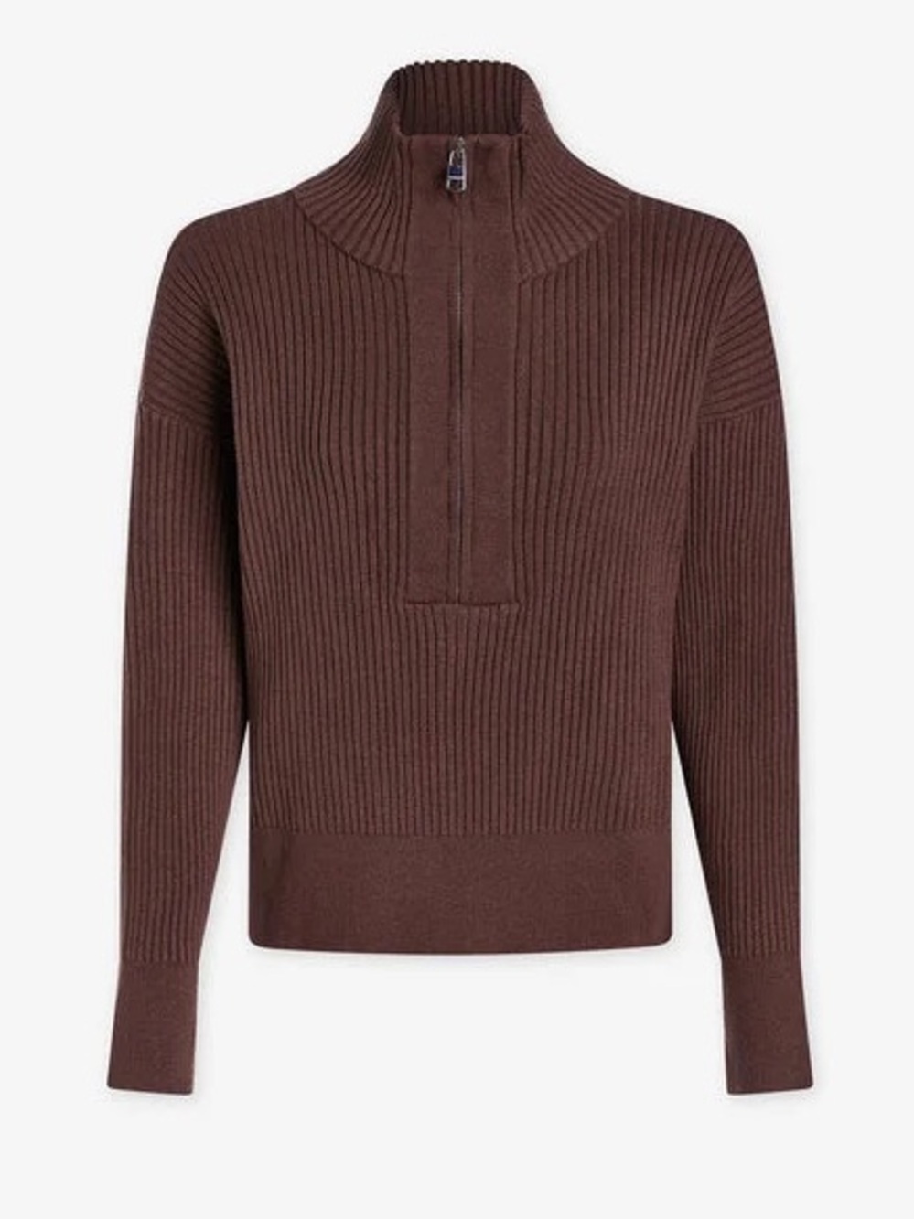 Varley Reid Half-Zip Ribbed Knit Sweater Brown Women’s XS - Picture 3 of 5